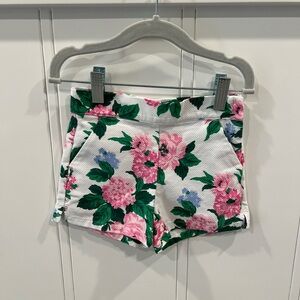 Janie and Jack White Shorts with Pink Floral and Green Leaves